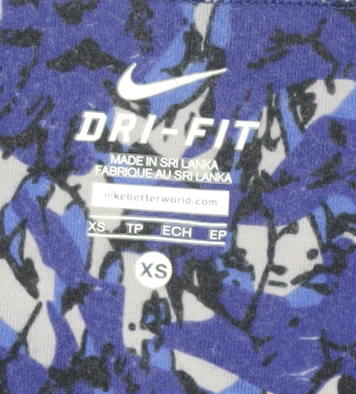 Nike Women Blue Camouflage Cropped Leggings XS