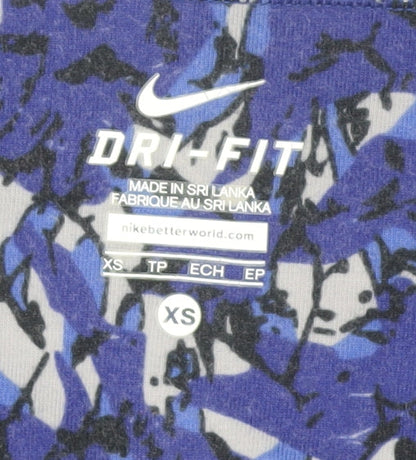 Nike Women Blue Camouflage Cropped Leggings XS