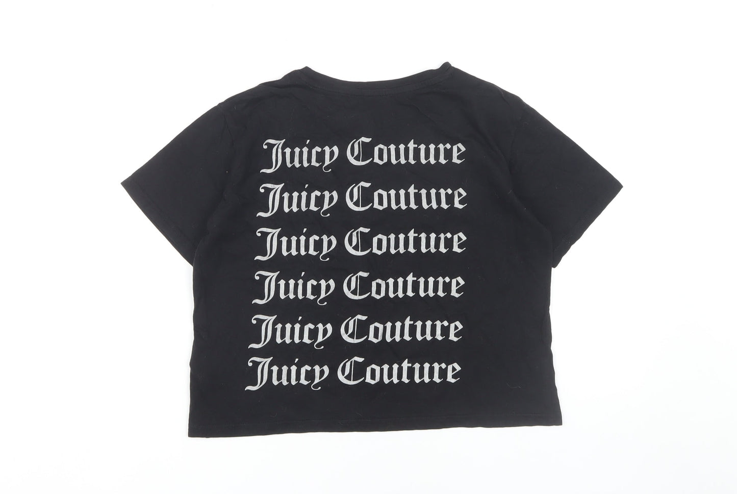Juicy Couture Girls Black Cropped Graphic T-Shirt Size 12-13