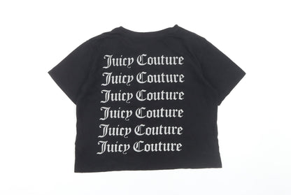 Juicy Couture Girls Black Cropped Graphic T-Shirt Size 12-13