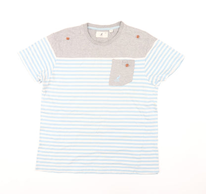 Kangol Men's Medium Grey Blue Striped T-Shirt