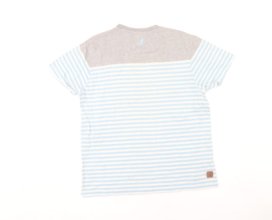 Kangol Men's Medium Grey Blue Striped T-Shirt