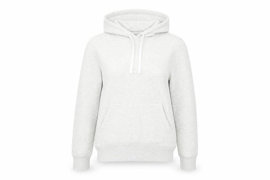 Front view of Jack Wills unisex white pullover hoodie, size 6