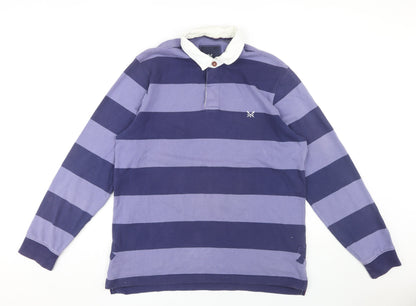 Crew Clothing Men’s Blue Striped Long Sleeve Polo L