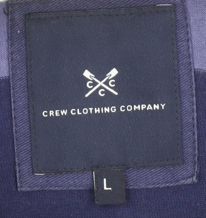 Crew Clothing Men’s Blue Striped Long Sleeve Polo L