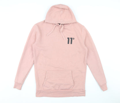 11 Degrees Men's Pink Pullover Hoodie M Logo