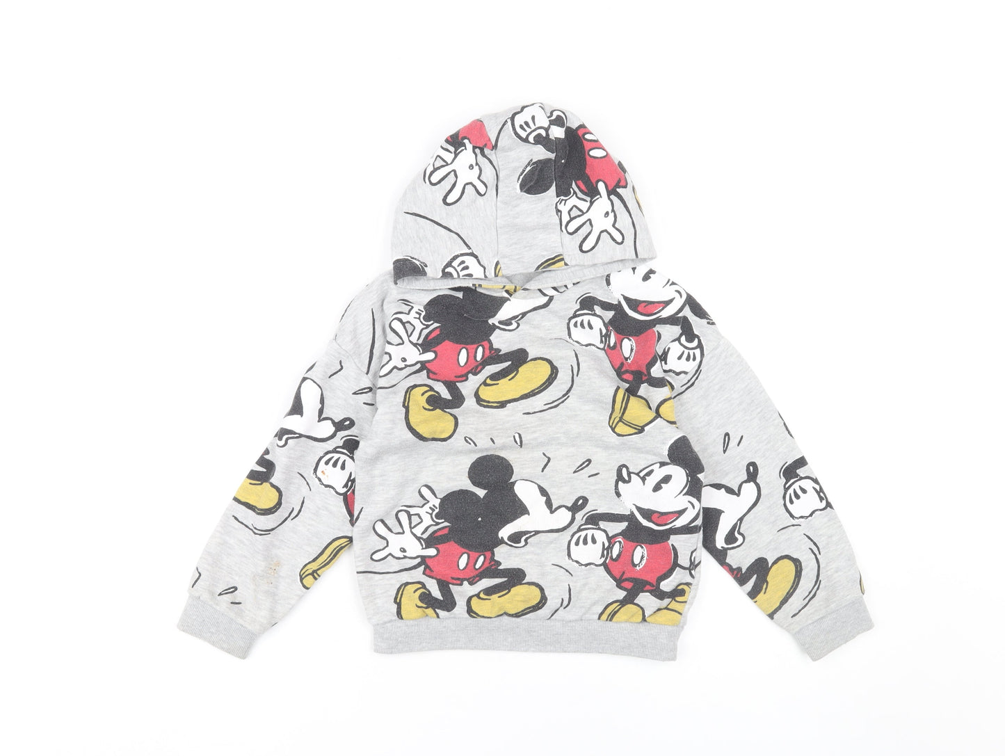 Disney Boys Grey Mickey Mouse Hoodie 6-7Y Pullover Graphic