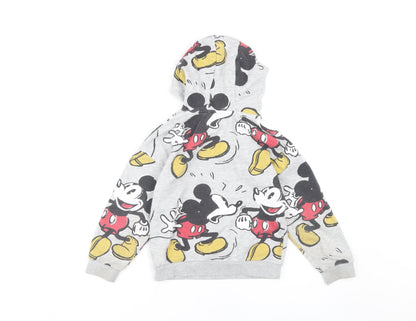 Disney Boys Grey Mickey Mouse Hoodie 6-7Y Pullover Graphic
