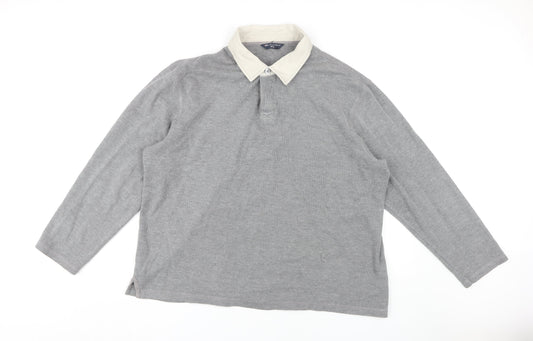 Marks and Spencer Men's Grey 2XL Long Sleeve Polo