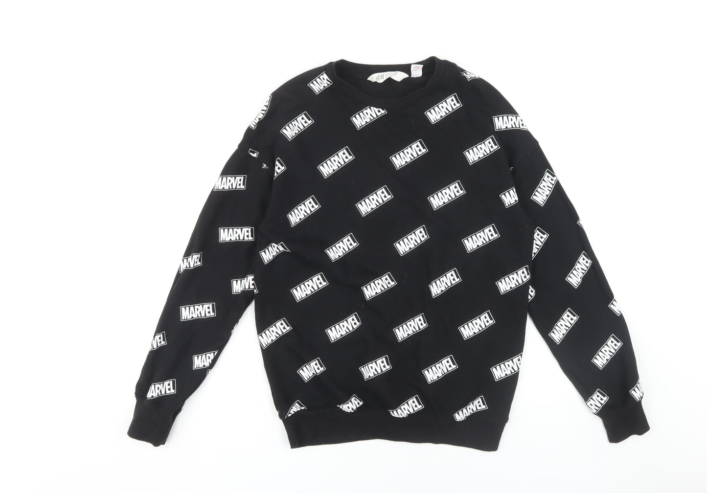 H&M Boys Black Marvel Pullover Sweatshirt 12-14 Years