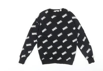 H&M Boys Black Marvel Pullover Sweatshirt 12-14 Years