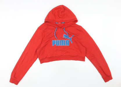 Puma Women's Red Hoodie Size 14 - Logo Pullover