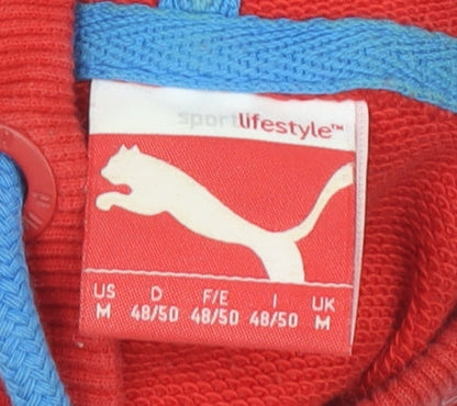 Puma Women's Red Hoodie Size 14 - Logo Pullover
