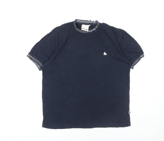 Money Men's Blue Small Crew Neck T-Shirt with Logo
