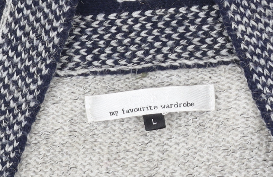 Womens UK Size L Only Grey Cardigan Jumper
