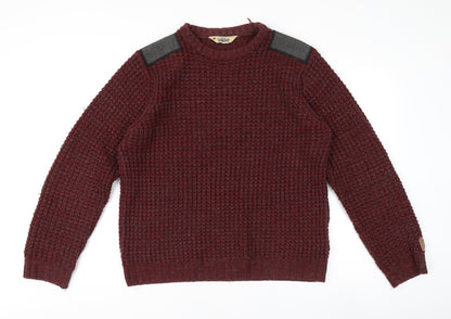 Tokyo Laundry Men's Red Waffle-Knit Pullover Jumper L