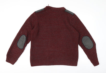 Tokyo Laundry Men's Red Waffle-Knit Pullover Jumper L