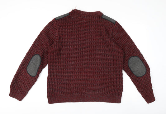 Tokyo Laundry Men's Red Waffle-Knit Pullover Jumper L