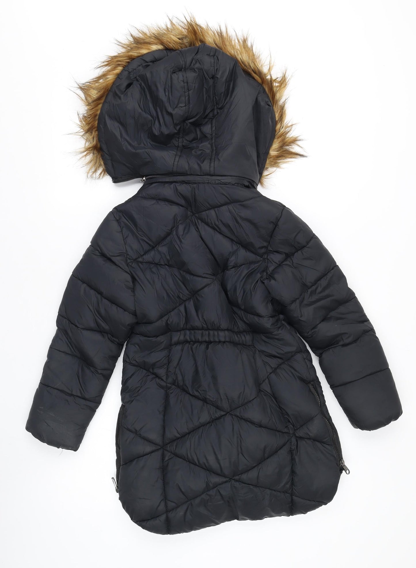 Steve Madden Girls Black Puffer Jacket 7-8Y Hooded Winter