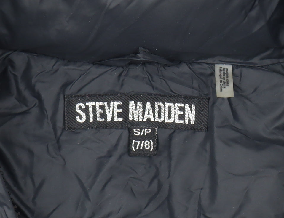 Steve Madden Girls Black Puffer Jacket 7-8Y Hooded Winter