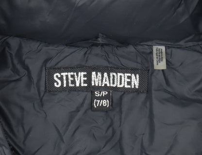 Steve Madden Girls Black Puffer Jacket 7-8Y Hooded Winter
