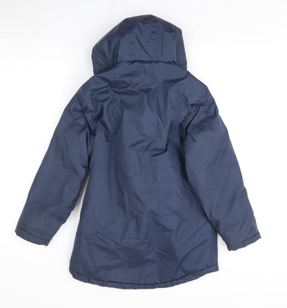 LUFC Boys' Blue Parka Coat 7-8 Years Hooded Lined Winter