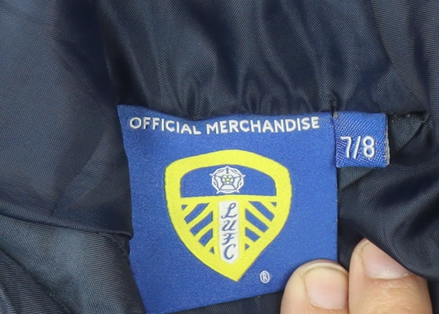LUFC Boys' Blue Parka Coat 7-8 Years Hooded Lined Winter