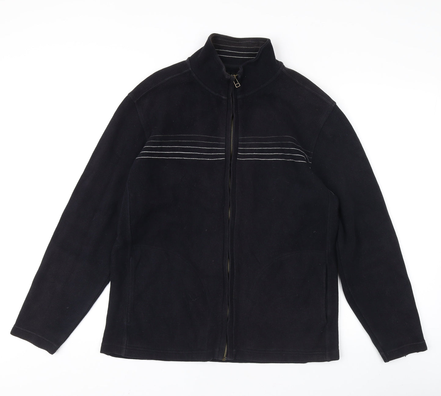 Next Men's Black Full Zip Jumper, Size L, Cotton