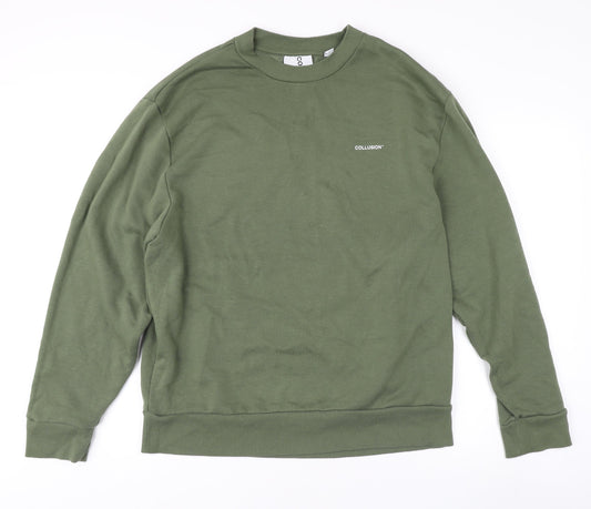 Collusion Green Unisex Crew Neck Pullover Jumper L