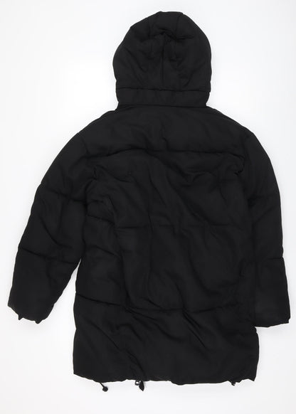 Pull & Bear Women's Black Long Puffer Jacket 2XS