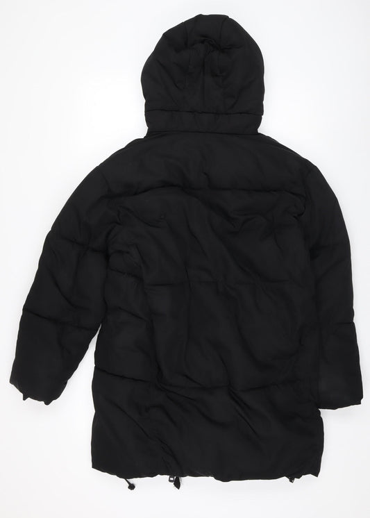 Pull & Bear Women's Black Long Puffer Jacket 2XS