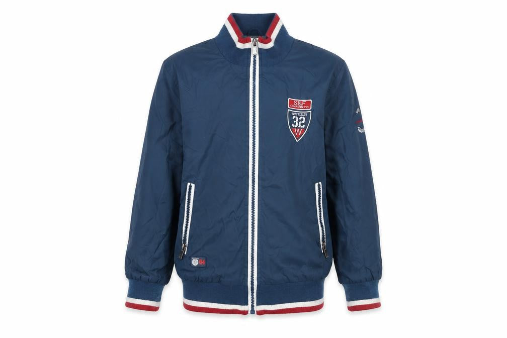 Front view of Scott & Fox boys’ blue track jacket, size 10, years