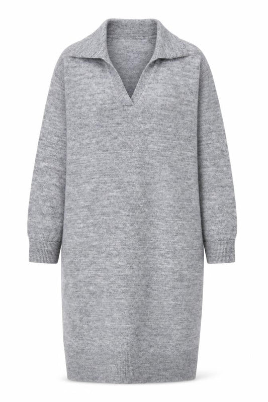OBJECT Women's Grey Collared Jumper Dress L - Casual Style