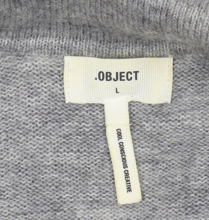 OBJECT Women's Grey Collared Jumper Dress L - Casual Style
