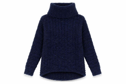 Jacqueline Riu Women's Blue Roll Neck Pullover Jumper