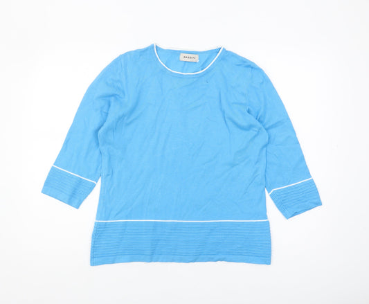 Bassini Women's Blue Pullover Jumper, Size M, Crew Neck