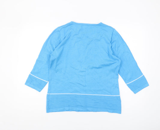 Bassini Women's Blue Pullover Jumper, Size M, Crew Neck