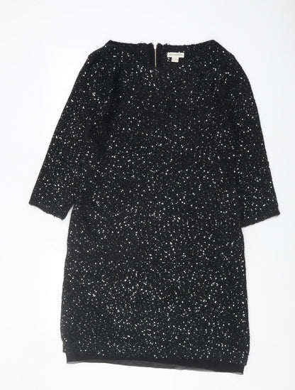 Monsoon Black Sequin Women's Sheath Dress Size 14
