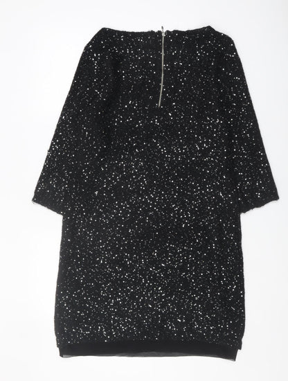Monsoon Black Sequin Women's Sheath Dress Size 14