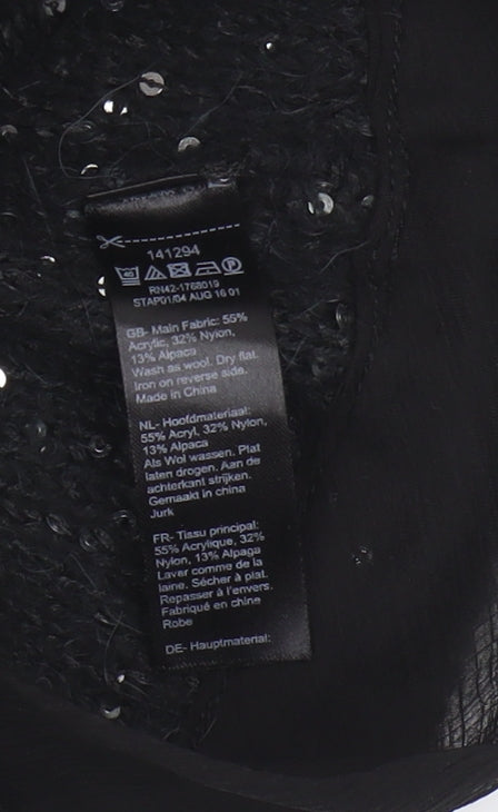 Monsoon Black Sequin Women's Sheath Dress Size 14