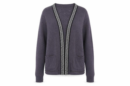 Wrap Women's Purple L Cardigan, Long Sleeve, Wool Blend
