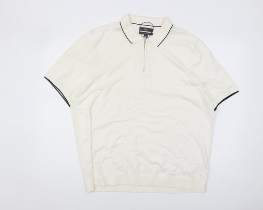 Marks and Spencer Men's 2XL White Polo Shirt