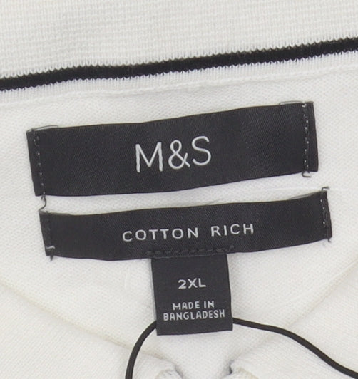 Marks and Spencer Men's 2XL White Polo Shirt