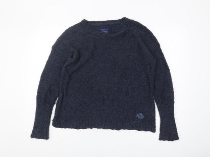 Superdry Womens Blue Knit Jumper L Round Neck
