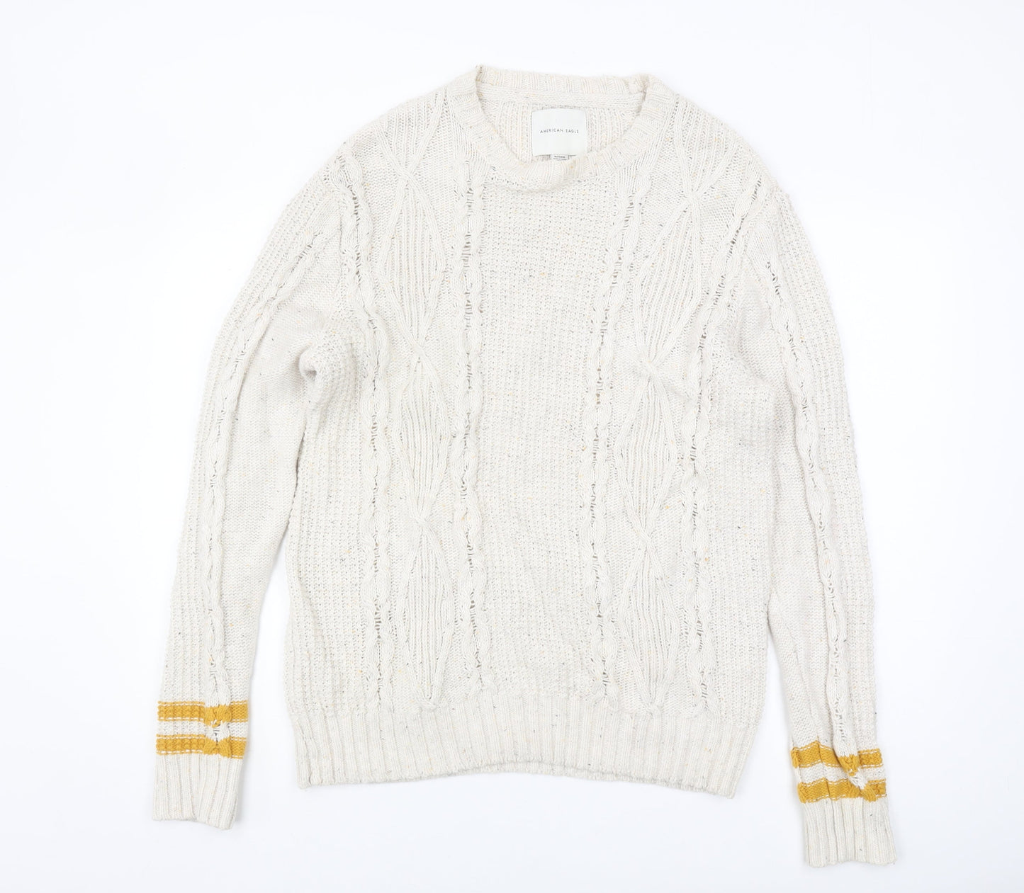 American Eagle Outfitters Women’s Ivory Cable-Knit Pullover XL