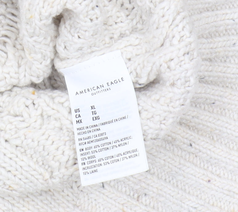 American Eagle Outfitters Women’s Ivory Cable-Knit Pullover XL