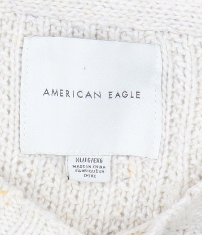 American Eagle Outfitters Women’s Ivory Cable-Knit Pullover XL