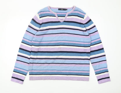 Womens UK Size L Isle Essentials Multicoloured Pullover Jumper