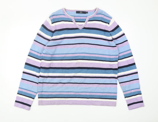 Womens UK Size L Isle Essentials Multicoloured Pullover Jumper