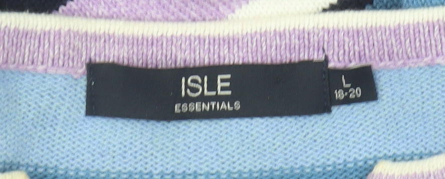 Womens UK Size L Isle Essentials Multicoloured Pullover Jumper